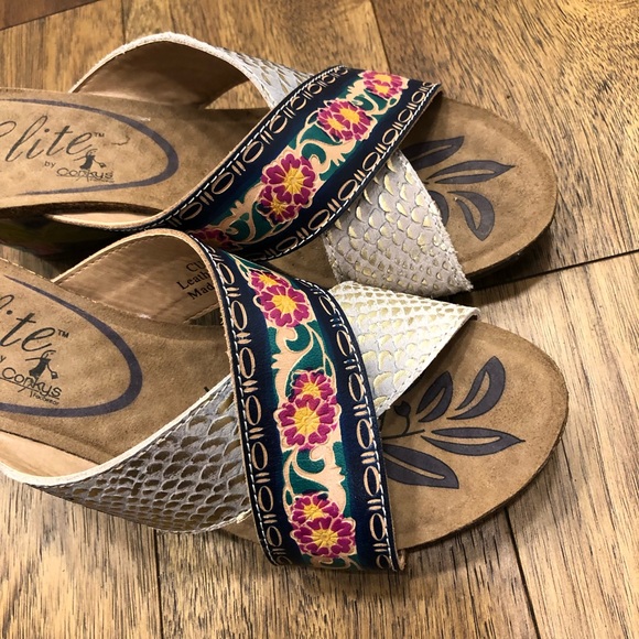 Corkys Shoes Elite By Corkys Cula Multicolor Floral Motif Leather